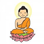 Illustration Of Cute Young Monk Cartoon Stock Photo