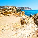 In Greece The Mykonos Island Rock Sea And Beach Blue   Sky Stock Photo