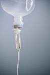 Infusion Bottle With Saline Solution For Patient Stock Photo