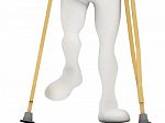 Injured Man walking with Crutches Stock Photo