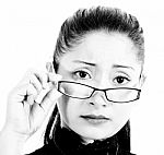 Intelligent Looking Woman Wearing Glasses Stock Photo