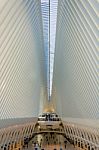 Interior Of Santiago Calatrava's Oculus, Fulton Street Station, In Lower Manhattan Stock Photo