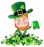 Irish Man Hold Beer On Shamrock Stock Photo