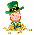 Irish Man On Gold Coin For St.patrick's Day Stock Photo