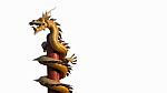 Isolated Golden Dragon Is A Symbol Of Wealth. Wat Thamai ,public Stock Photo