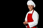Isolated Male Chef Over Black Background Stock Photo