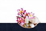 Isolated Mini Set Of Bubble Bath And Shower With Flowers Stock Photo
