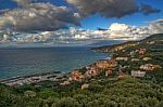 Italy Amalfi Coast And Ocean View Stock Photo