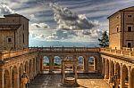 Italy Montecassino Abbazia Monastery Abadía View And Church Stock Photo