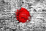 Japan Flag Painted On Wall Stock Photo