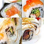 Japanese Sushi Collage Stock Photo