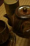 Japanese Tea Set In Tatami Room Stock Photo