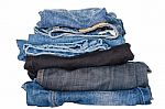 Jeans Stacked Stock Photo