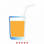 Juice Glass With Drinking Straw Icon .  Flat Style Stock Photo