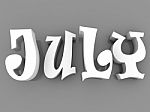 July Sign With Colour Black And White. 3d Paper Illustration Stock Photo