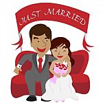 Just Married Couple Background Stock Photo