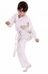 Karate Boy Excercising Stock Photo