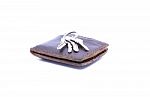 Key On Brown Wallet With White Background Stock Photo