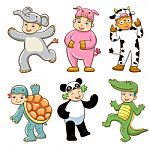 Kid With Animals Costume Stock Photo