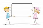 Kids Holding Blank Board Stock Photo