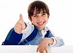 Kindergarden Boy Showing Thumbs Up Stock Photo
