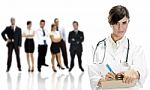 Lady Doctor With Colleagues Stock Photo