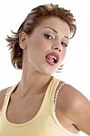 Lady Licking Her Lips Stock Photo