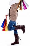 Lady Standing With Shopping Bags Stock Photo