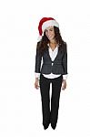 Lady Wearing Christmas Hat Stock Photo
