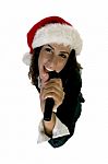 Lady Wearing Christmas Hat Stock Photo