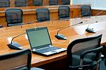 Laptop In Meeting Room Stock Photo