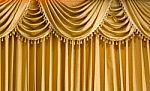 Light Gold Fabric Curtain Stock Photo
