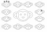 Linear Monkey Faces Emoji Stock Photo