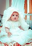 Little Baby Girl Before The Christening Stock Photo