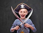 Little Boy Dressed As Pirate Stock Photo