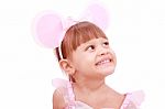 Little Girl Wearing Mouse S Ears Stock Photo