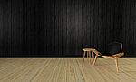 Loft And Simple Living Room And Wooden Wall Background-3d Render Stock Photo