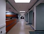 Long Hospital Hallway And Entrance Stock Photo