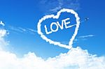 Love Heart Cloud On Blue Sky Stock Photo