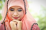 Lovely Muslim Girl Lying Stock Photo