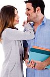 Lovers Smiling At Each Other Stock Photo