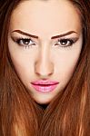 Make Up On Woman Stock Photo