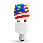 Malaysia Flag On Energy Saving Lamp Stock Photo