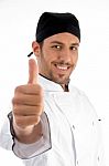 Male Chef Showing Thumb Up Stock Photo