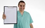 Male Doctor With Empty Notepad Stock Photo