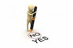 Man Choosing Between Yes And No Stock Photo
