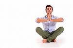 Man Doing Yoga Stock Photo