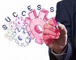 Man Drawing Gear To Success Stock Photo