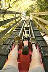 Man Driven Cable Car Of Extream Game In Even Holiday Weekend Stock Photo