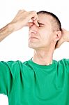 Man Have Migraine Attack Stock Photo